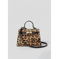 KADIN LEOPAR DESENLİ SİYAH DETAYLI EL ÇANTASI