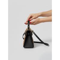 KADIN LEOPAR DESENLİ SİYAH DETAYLI EL ÇANTASI